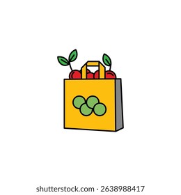 Reusable bag filled with vegetables