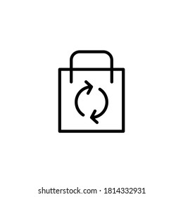 Reusable bag Icon  in black line style icon, style isolated on white background
