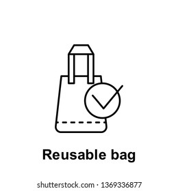 Reusable bag icon. Element of pollution problems icon. Thin line icon for website design and development, app development. Premium icon