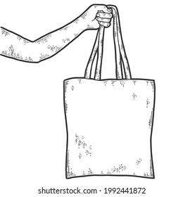 Reusable bag. Sketch scratch board imitation color.