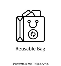 Reusable Bag vector Outline Icon Design illustration on White background. EPS 10 File 