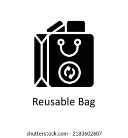 Reusable Bag vector Solid Icon Design illustration on White background. EPS 10 File 