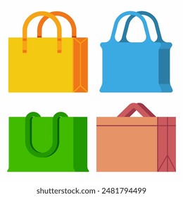 Reusable bags vector cartoon set isolated on a white background.