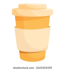 Reusable bamboo eco friendly cup with copy space cardboard sleeve for takeaway hot drink