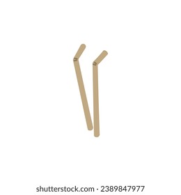 Reusable bamboo straws flat style, vector illustration isolated on white background. Decorative design element, zero waste and eco friendly lifestyle, waste reduction