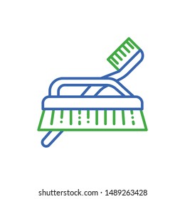 Reusable bamboo toothbrush and wood brush line color icon. Zero waste lifestyle. Eco friendly.  Organic, bathroom natural material. Recycle element. UI/UX/GUI design element. Editable stroke.