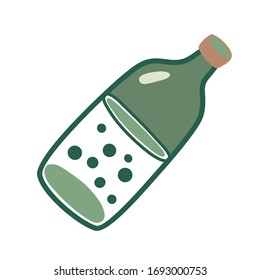 Reusable bottle. A set of durable items and products for zero waste lifestyle. Simple vector illustration.