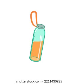Reusable bottle vector icon isolated on white background. Sustainable lifestyle item. Eco friendly consumption. Durable glass bottle. Ecological package illustration.