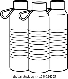 Reusable bottles. Vector outline icon.