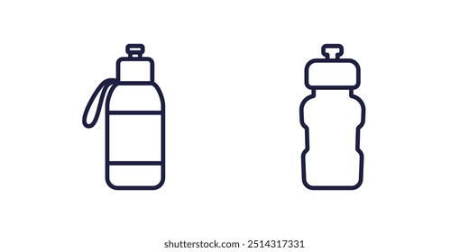 Reusable bottles for water line icons