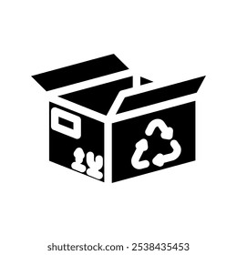 reusable box cardboard packaging glyph icon vector. reusable box cardboard packaging sign. isolated symbol illustration