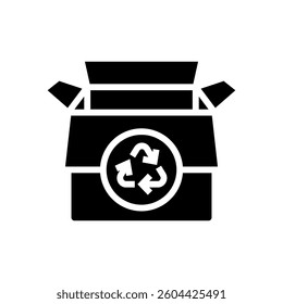 reusable box cardboard packaging glyph icon vector. reusable box cardboard packaging sign. isolated symbol illustration