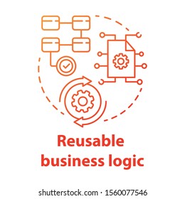 Reusable business logic concept icon. Software development kit idea thin line illustration. Corporate strategy. Tools mobile device program developer. Vector isolated outline drawing
