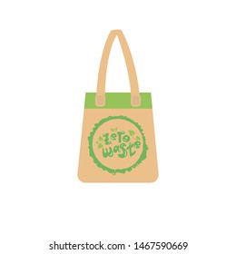 Reusable cloth bag instead of plastic bag. Shopping bags with Zero waste logo design template. Eco lifestyle. 