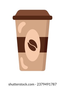reusable coffee cup with coffee bean vector isolated