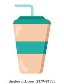 reusable coffee cup with blue cap vector isolated