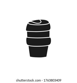reusable coffee cup doodle icon, vector illustration