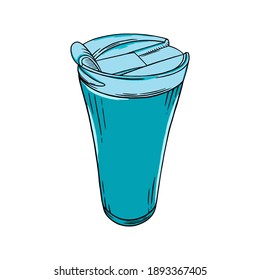 taza de café reutilizable. La taza ecológica para el café se aísla con fondo blanco. Dibujar ilustración vectorial