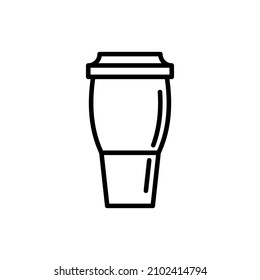 Reusable Coffee Cup Thin Line Icon. Zero Waste. Modern Vector Illustration.