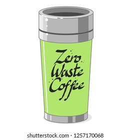 Reusable coffee cup. Vector hand drawn illustration