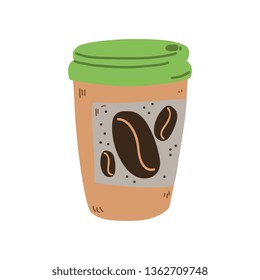 Reusable Coffee Cup, Zero Waste Object, Eco lifestyle Concept Vector Illustration