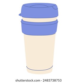 Reusable coffee cup. Zero waste mug, eco friendly drink container, save planet vector illustration