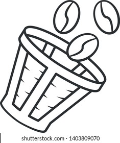 Reusable coffee filter linear icon. Recyclable barista accessory. Ecological espresso drinking device. Thin line illustration. Contour symbol. Vector isolated outline drawing. Editable stroke