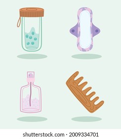 contenedores reutilizables iconos ecológicos conjunto