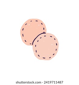 Reusable cotton pads. Cleansing discs for removal makeup. Eco skincare accessories for face wash. Round sponges for care about facial skin. Flat isolated vector illustration on white background
