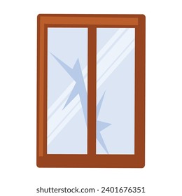 Vidrio de ventana roto reutilizable, objeto doméstico de vidrio. Artículos de uso doméstico fuera de uso para su eliminación. Reciclaje de productos industriales. Vector plano simple aislado en fondo blanco