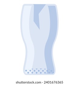 Reusable cracked tall beer glass, glass home object. Household item out of use for disposal. Recycling of industrial products. Simple flat vector isolated on white background