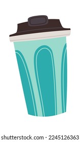 Reusable cup for drinks flat icon Thermos. Vector illustration