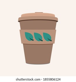 Reusable cup isolated on beige background, Eco friendly concept. 