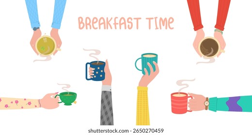 Reusable cup vector. Flat illustration of tumbler or thermos held in hand. Eco takeaway object for hot drink, tea or coffee. Isolated design for cafe, gym or bar with healthy lifestyle and to-go conce