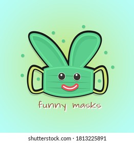 Reusable cute mouth mask, vector illustration.
