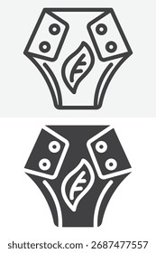 Pañal reutilizable de diferente estilo paquete de iconos. Esquema de línea e ícono sólido, signo y Vector de trazo editable. Versiones de esquema y glifo para proyectos de eco cero residuos.