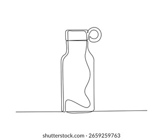 Ilustración de dibujo de contorno de botella de bebida reutilizable. un dibujo de línea continua de botella de agua.