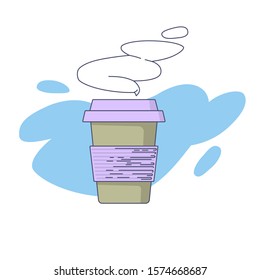 Reusable eco-cup. Zero waste plastic free coffee or tea mug. Flat vector illustration isolated on white background.
