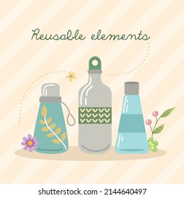 elementos reutilizables letras iconos de afiche