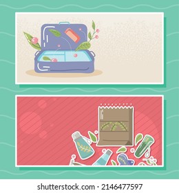 reusable elements postcards ecology icons