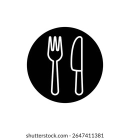 Reusable Fork and Knife Icon Inside Circular Arrow Symbol