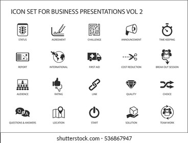 Reusable generic vector icon set for business presentations and slides with flag design