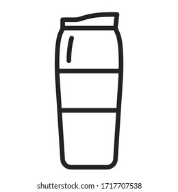 Reusable glass coffee or tea cup line black icon. Thermos for take away. Zero waste lifestyle. Outline pictogram for web page, mobile app, promo.