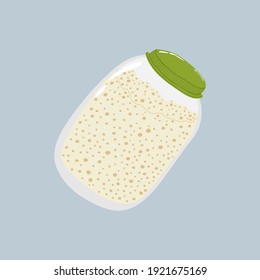 Reusable glass jar for food. Simple icon of reusable container for food. Eco friendly packaging. Zero waste lifestyle concept. Vector illustration in flat cartoon design.