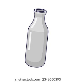 Reusable glass milk bottle. Sustainable lifestyle, zero waste, ecological concept. Vector illustration in cartoon style. Recycling, waste management, ecology, sustainability.