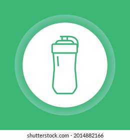 Reusable glass water bottle color button icon. Zero waste lifestyle. Outline pictogram for web page, mobile app, promo.