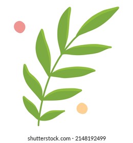 Reusable green branch element. Recycling plastic, zero waste and eco bottle and pack.