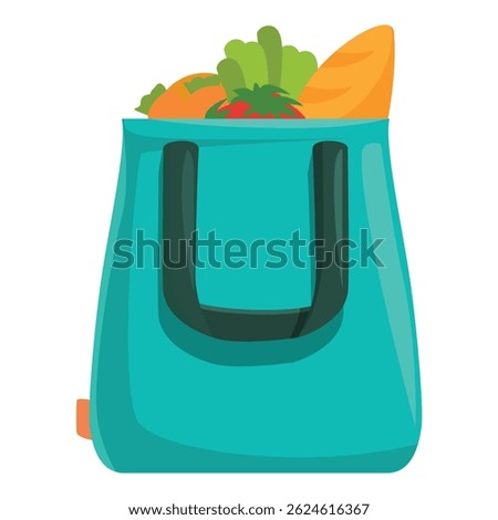 Reusable grocery bag full of fresh produce promoting healthy eating and sustainable living