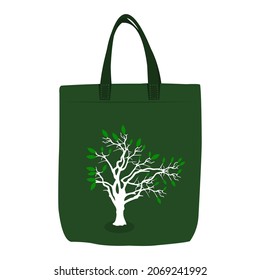 Reusable Grocery Bag Vector Illustration. Zero Waste And No Plastic Shopping. Eco Friendly Shopping Concept.