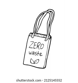 Reusable grocery eco bag with vegetables isolated from white background. Zero Waste (Say no to plastic) and food concept. Vector
